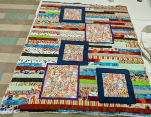 Donation quilt with framed squares